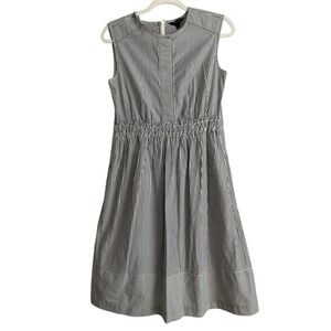J. Crew Capsleeve Shirting Stripe Poplin Midi Dress Women's Size 0 Gray Pockets